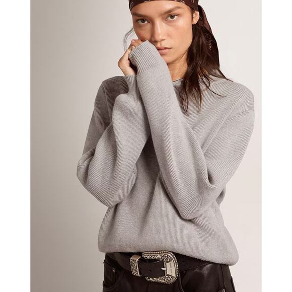Golden Goose Round Neck Sweater in Gray Cotton Distressed Size S - Picture 1 of 12